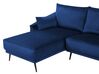 Sofa med LED Højrevendt Velour Marineblå VARDE_754405