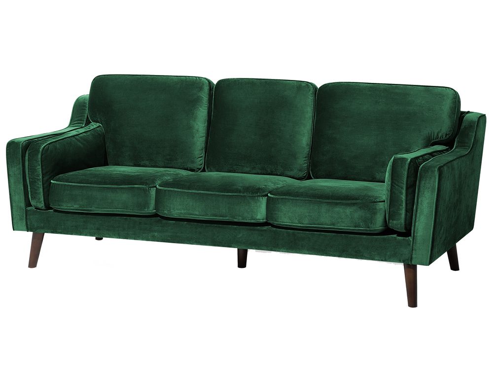 3 Seater Velvet Sofa Green LOKKA Beliani.co.uk