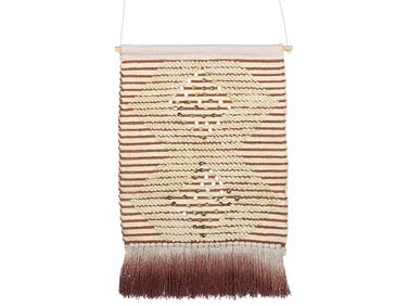 Cotton Macramé Wall Hanging  Red and Beige SABO