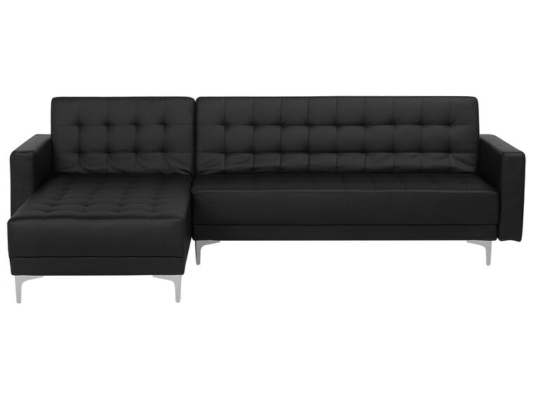 Right Hand Faux Leather Corner Sofa Black ABERDEEN_713293