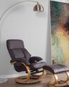 Cadeira de massagem com repousa-pés em pele sintética castanha escura FORCE_697917