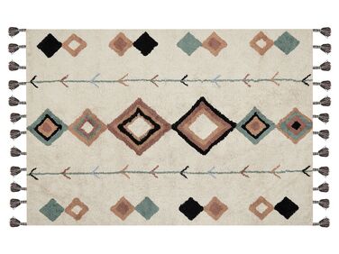 Teppich Baumwolle beige / mehrfarbig 140 x 200 cm geometrisches Muster ESKISEHIR