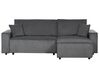 Left Hand Jumbo Cord Corner Sofa Bed Graphite Grey ABACKA_896833