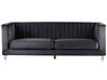 3 Seater Velvet Fabric Sofa Black ARVIKA_806122