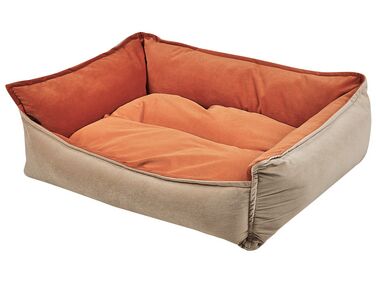 Velvet Reversible Pet Bed 70 x 60 cm Orange and Beige IZMIR
