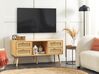 Móvel de TV de rattan com 4 gavetas e 1 prateleira em cor de madeira clara PEROTE_841336