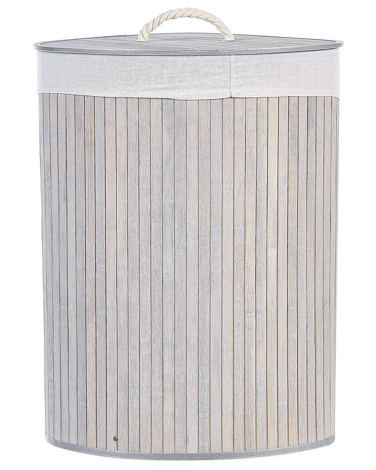 Cesto em madeira de bambu cinzenta clara e branca 60 cm MATARA_849066