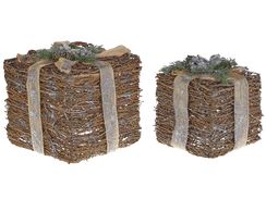 Koriste lahjapaketti rottinki luonnonväri/hopea 2 kpl INARI