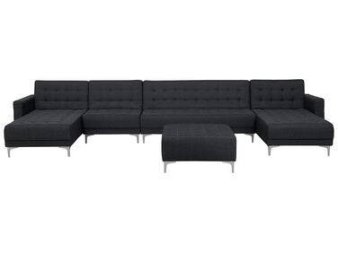 6 Seater U-Shaped Modular Fabric Sofa with Ottoman Graphite Grey ABERDEEN