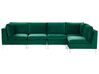 Left Hand 5 Seater Modular Velvet Corner Sofa Green EVJA_789632