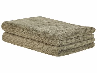 Conjunto de 2 toalhas em algodão verde azeitona MITIARO