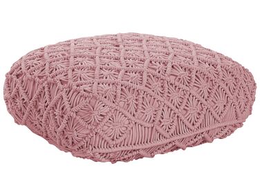Pufe de algodão estilo macramé rosa  50 x 50 x 20 cm BERRECHID