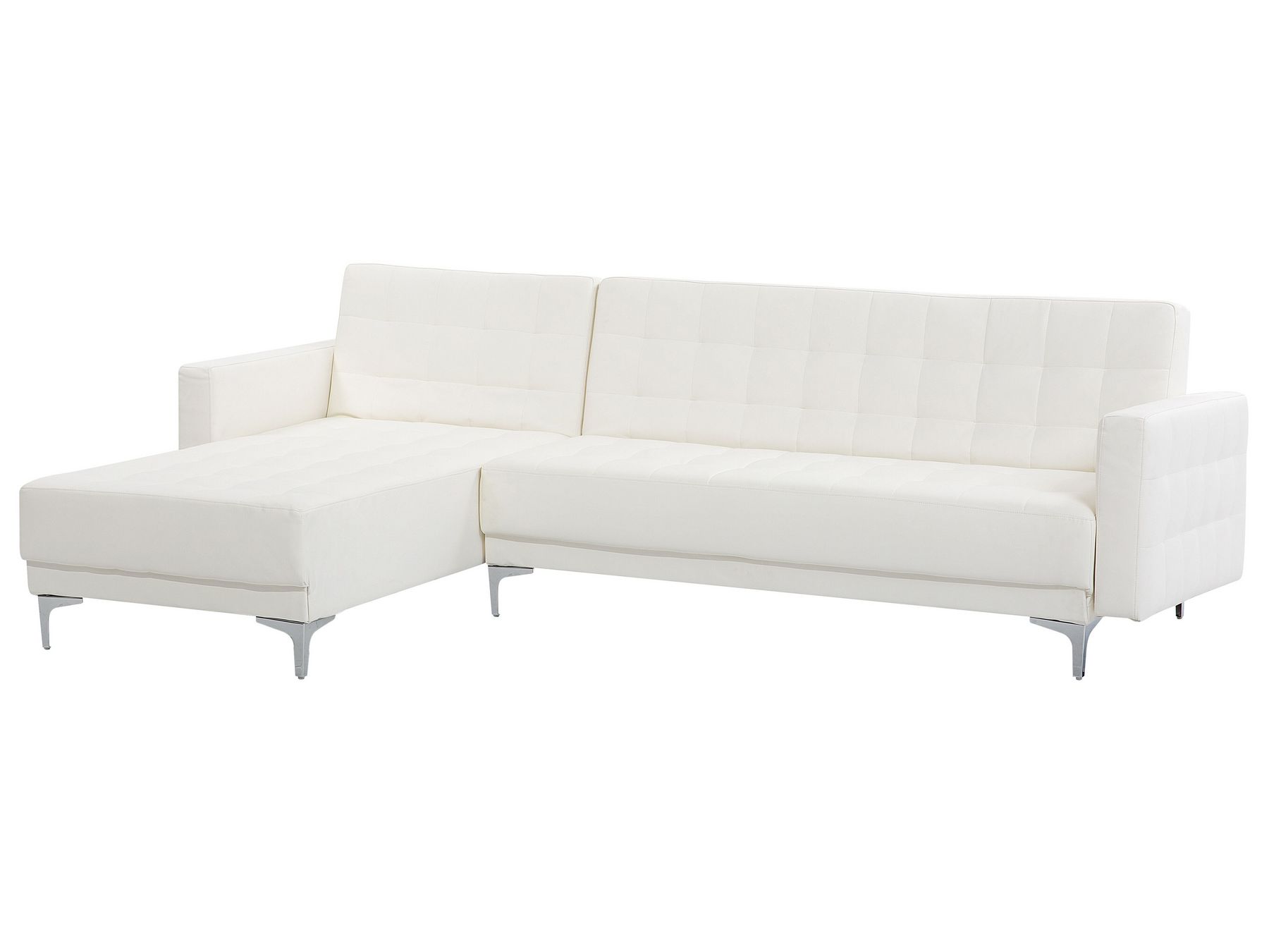 Right Hand Faux Leather Corner Sofa White ABERDEEN Beliani.co.uk