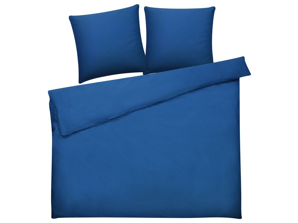 Cotton Duvet Cover Set 220 x 240 cm Blue HARMONRIDGE Beliani de