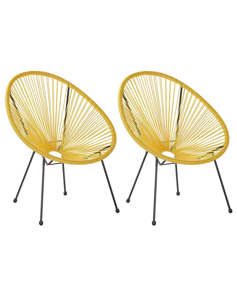 Conjunto de 2 sillas de balcón de ratán amarillo/negro ACAPULCO II_795200