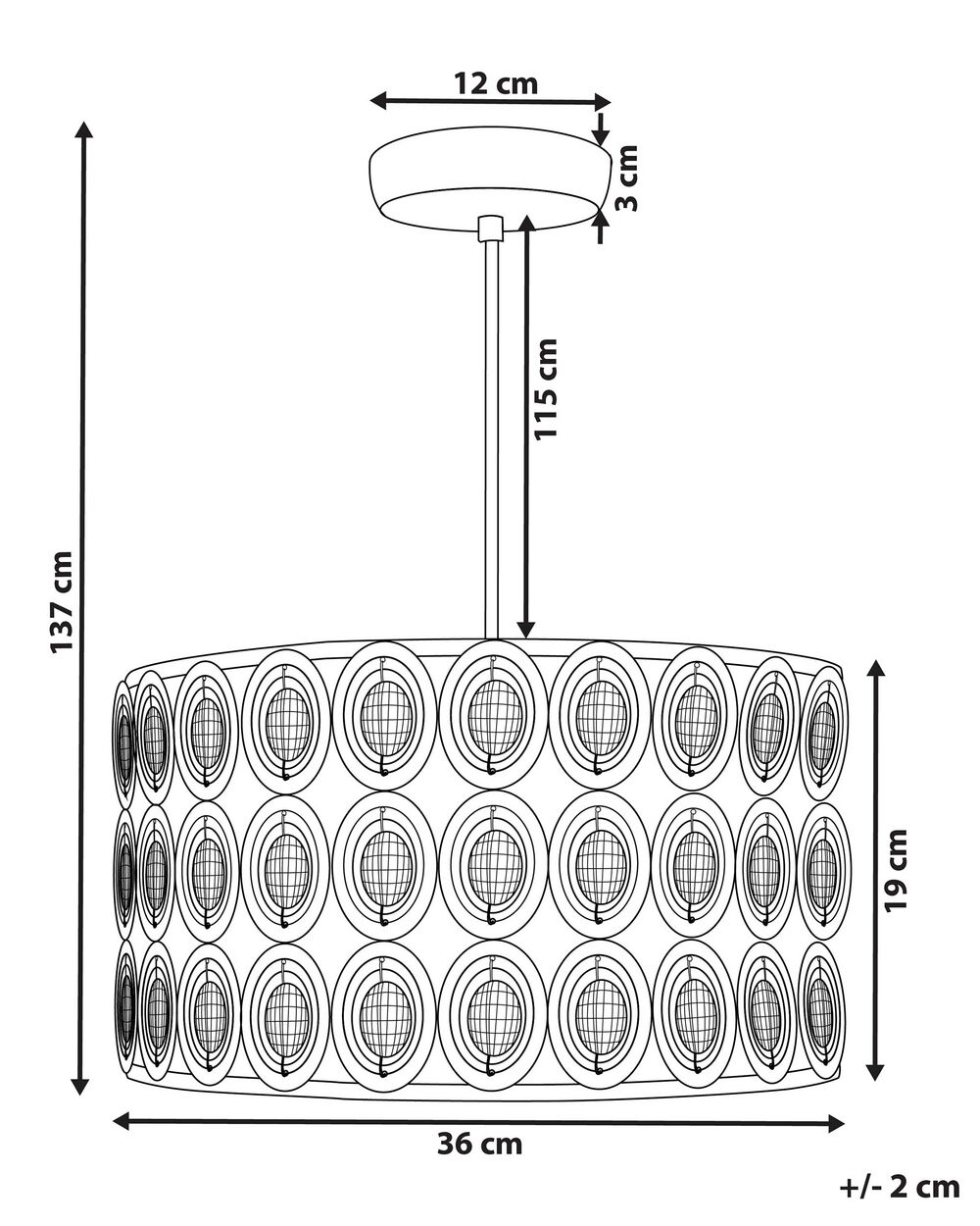 Crystal Drum Pendant Lamp TENNA Beliani