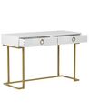 Home Office Desk / 2 Drawer Console Table White with Gold WESTPORT_845196