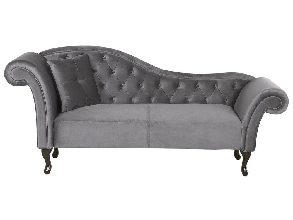 Left Hand Chaise Lounge Velvet Grey LATTES Beliani.co.uk
