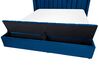 Łóżko wodne welurowe z ławką 180 x 200 cm niebieskie NOYERS_915004