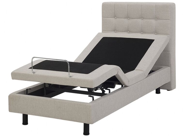Fabric EU Small Single Adjustable Bed Beige DUKE_771752