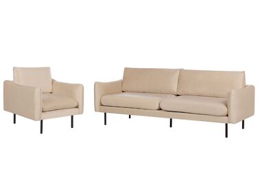 Sofa Set Samtstoff beige 4-Sitzer VINTERBRO