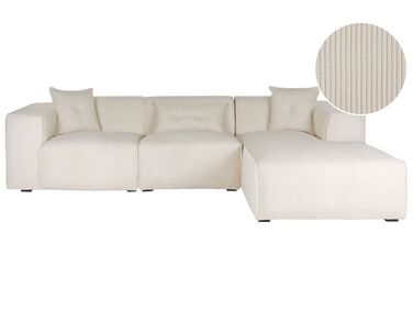 Left Hand Jumbo Cord Corner Sofa Off-White DOLVA