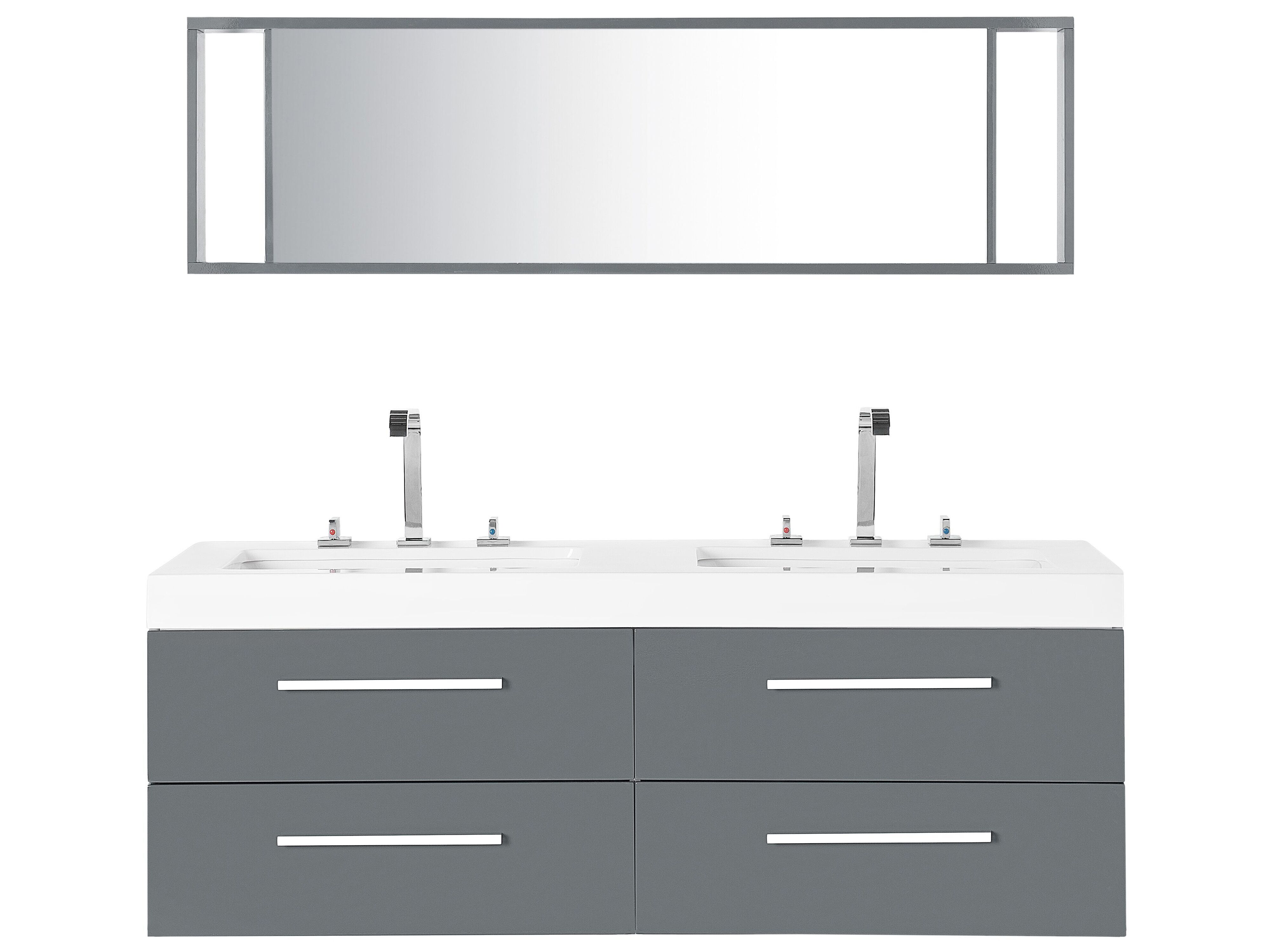 Bathroom Vanity With Double Sink 4 Drawers And Mirror Grey Malaga Ex Factury At Fair Price Right To Return Within 100 Days