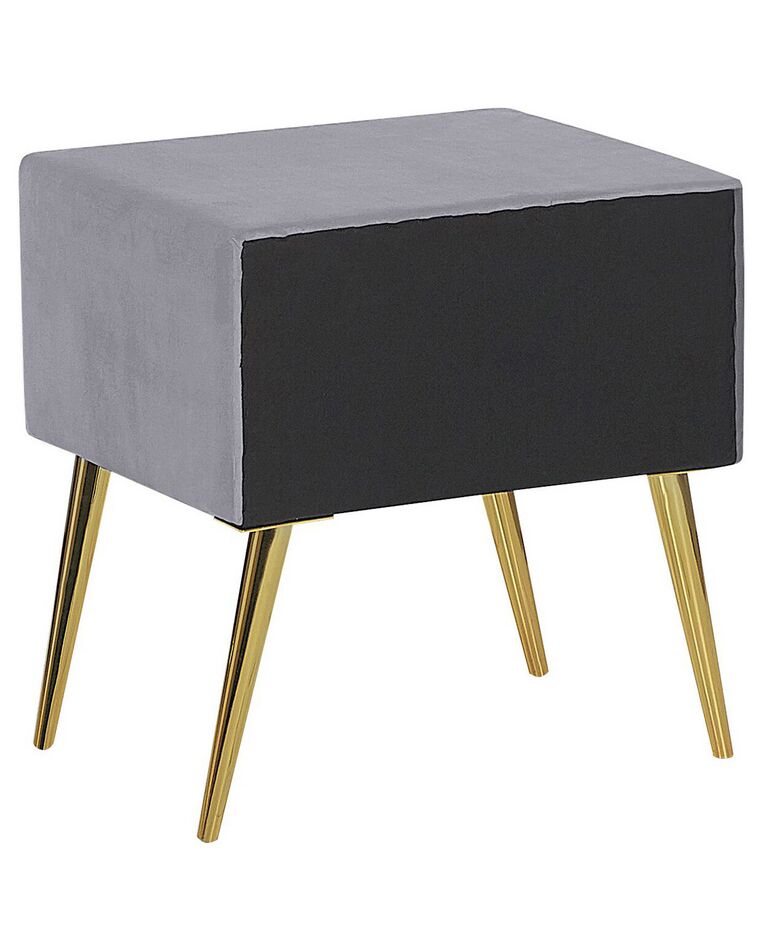 1 Drawer Velvet Bedside Table Grey FLAYAT Beliani.co.uk
