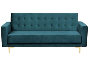 3 Seater Velvet Sofa Bed Teal ABERDEEN