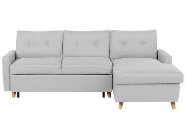 Left Hand Corner Sofa Bed with Storage Light Grey FLAKK