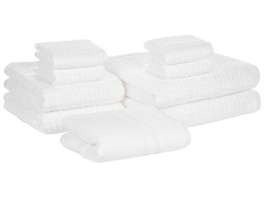 Set di 9 asciugamani in cotone bianco ATAI