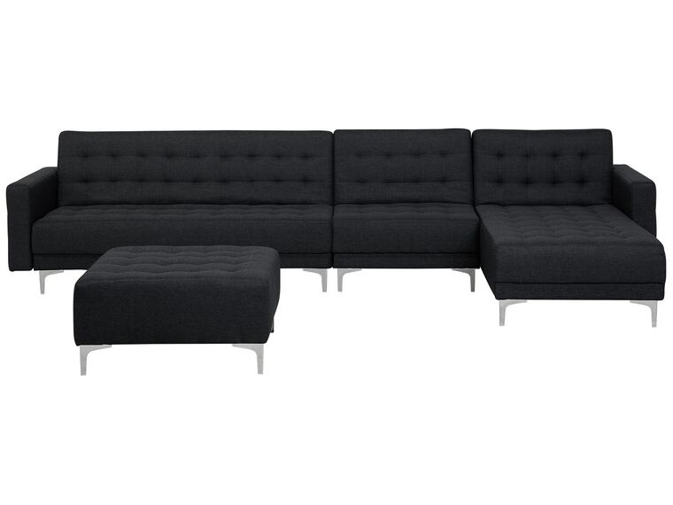 Left Hand Modular Fabric Sofa with Ottoman Graphite Grey ABERDEEN_714857