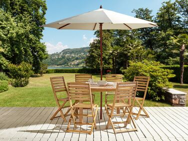 6 Seater Acacia Wood Garden Dining Set TOLVE with Parasol (12 Options)