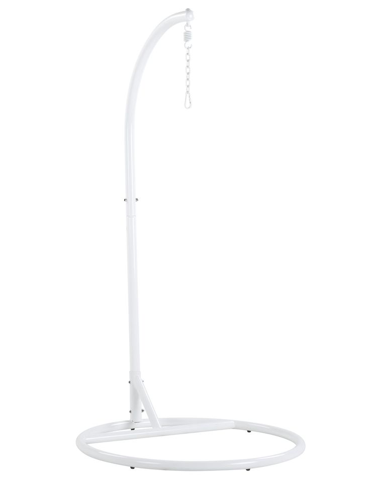 Fauteuil œuf Suspendu Avec Support - Blanc - Rotin Et Métal - Dimensions 102x102x199 Cm - Charge 140 Kg