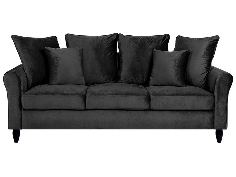 3-istuttava sohva samettinen musta BORNHOLM_748475