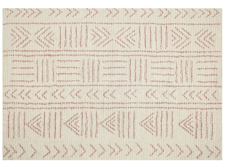 Teppich Baumwolle beige / rosa 160 x 230 cm geometrisches Muster Kurzflor EDIRNE_839283