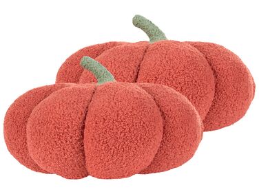 Set of 2 Boucle Cushions Pumpkin ⌀ 35 cm Orange MUNCHKIN