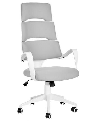 Silla de oficina reclinable de poliéster gris/blanco GRANDIOSE