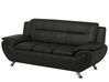 3 Seater Faux Leather Sofa Black LEIRA_687395