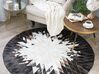 Round Cowhide Area Rug ⌀ 140 cm Black and White KELES_742803