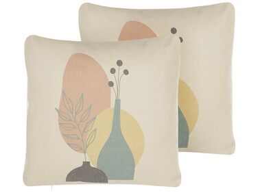 Set of 2 Cushions Abstract Pattern 45 x 45 cm Multicolour CARDOON