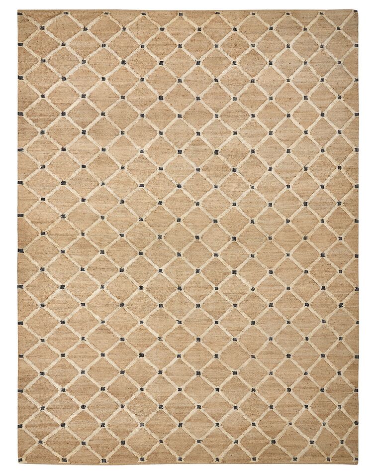Teppich Jute beige 300 x 400 cm geometrisches Muster Kurzflor KALEKOY_885095