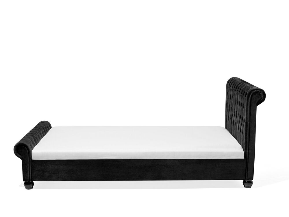 Velvet EU Super King Size Bed Black AVALLON Beliani.co.uk