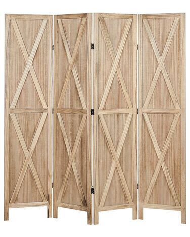 Wooden Folding 4 Panel Room Divider 170 x 163 cm Light Wood RIDANNA