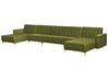 Canapé modulable 6 places en forme de U velours vert avec ottoman ABERDEEN_882470