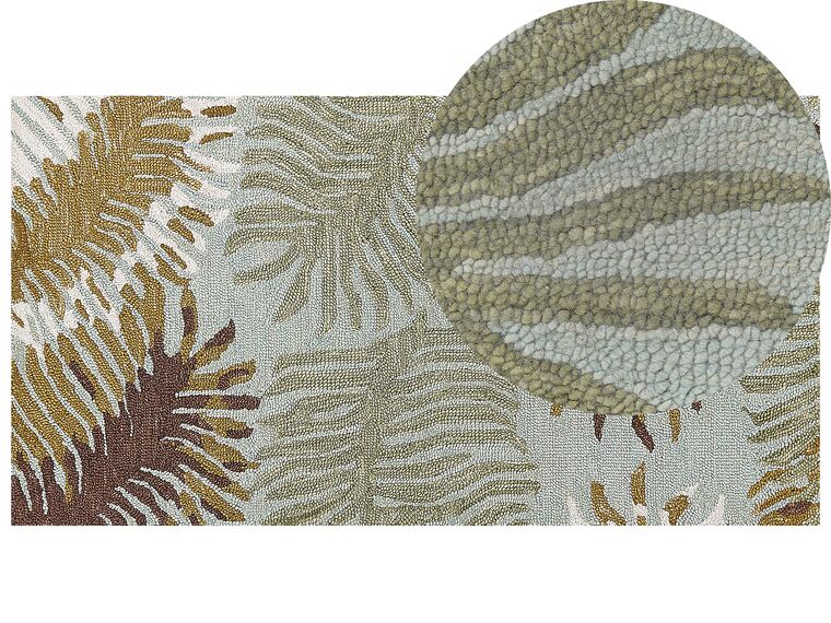 Tapete de lã com padrão de folhas multicolor 80 x 150 cm VIZE_830663