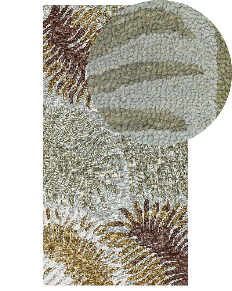 Teppich Wolle mehrfarbig 80 x 150 cm Palmenmuster Kurzflor VIZE_830663