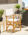 Conjunto 2 cadeiras madeira clara e 2 lonas creme e padrão oliveira CINE_819261