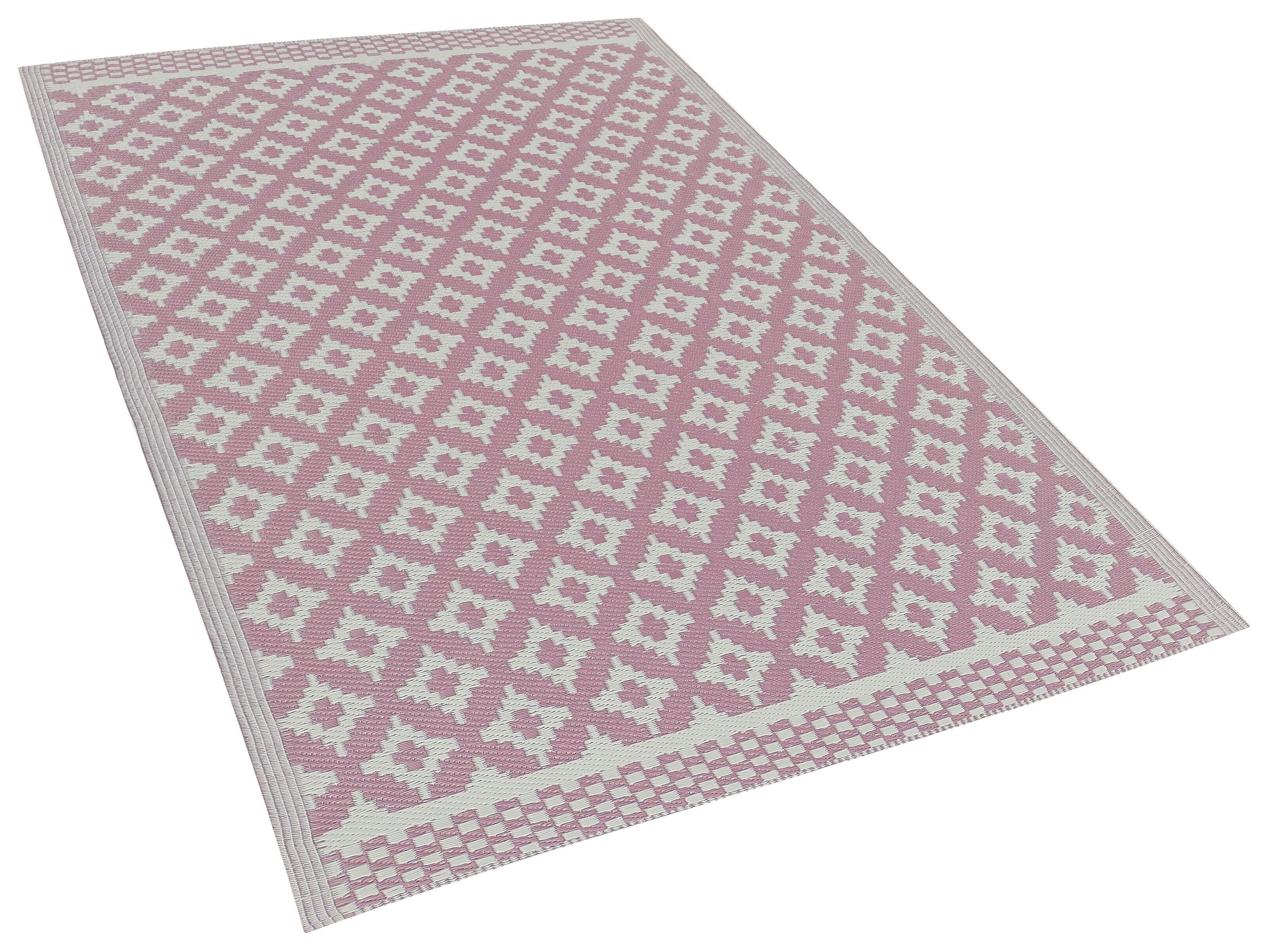 Outdoor Teppich rosa 120 x 180 cm geometrisches Muster THANE | Beliani.de