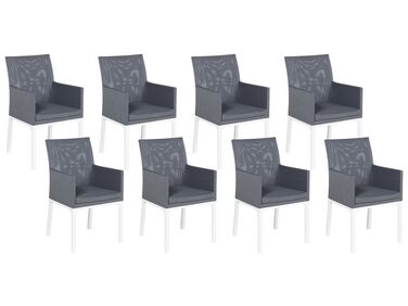 Zestaw 8 krzeseł ogrodowych szary BACOLI